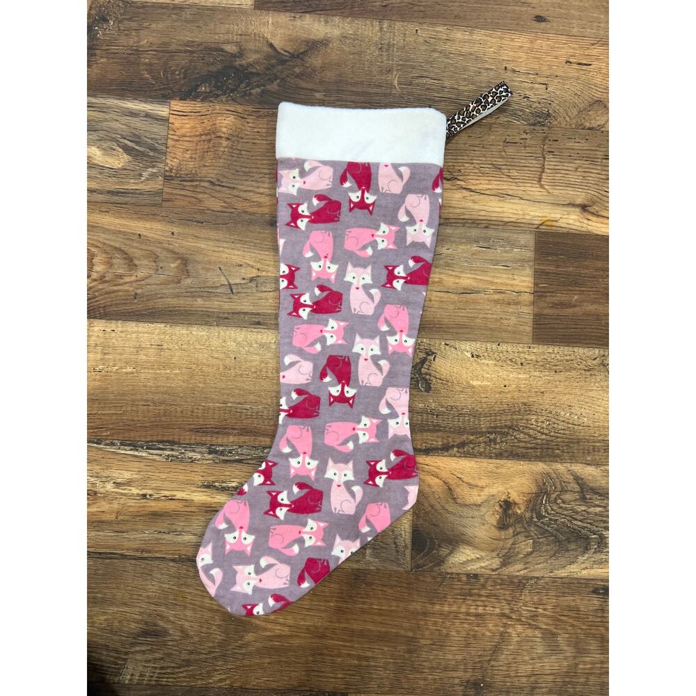 Pink Foxes Handmade Christmas Stocking for You or Pet